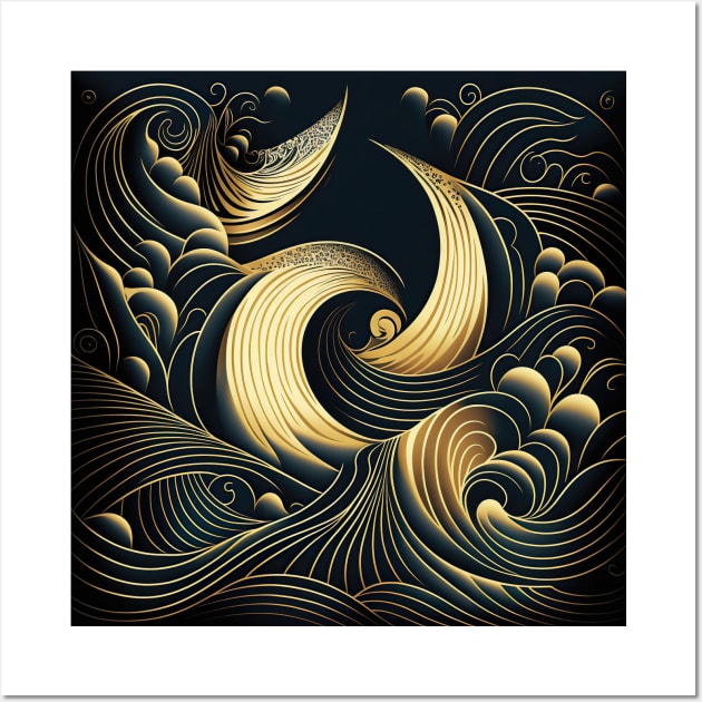 great wave gold Wall Art by Micapox